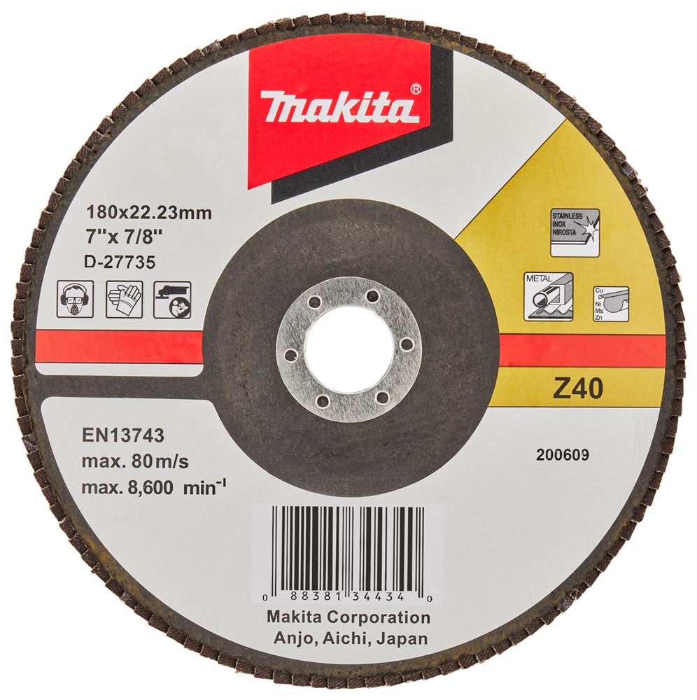 Makita Zubehör Lamellenschleifscheibe 180 mm Z40 – D-27735 D-27735