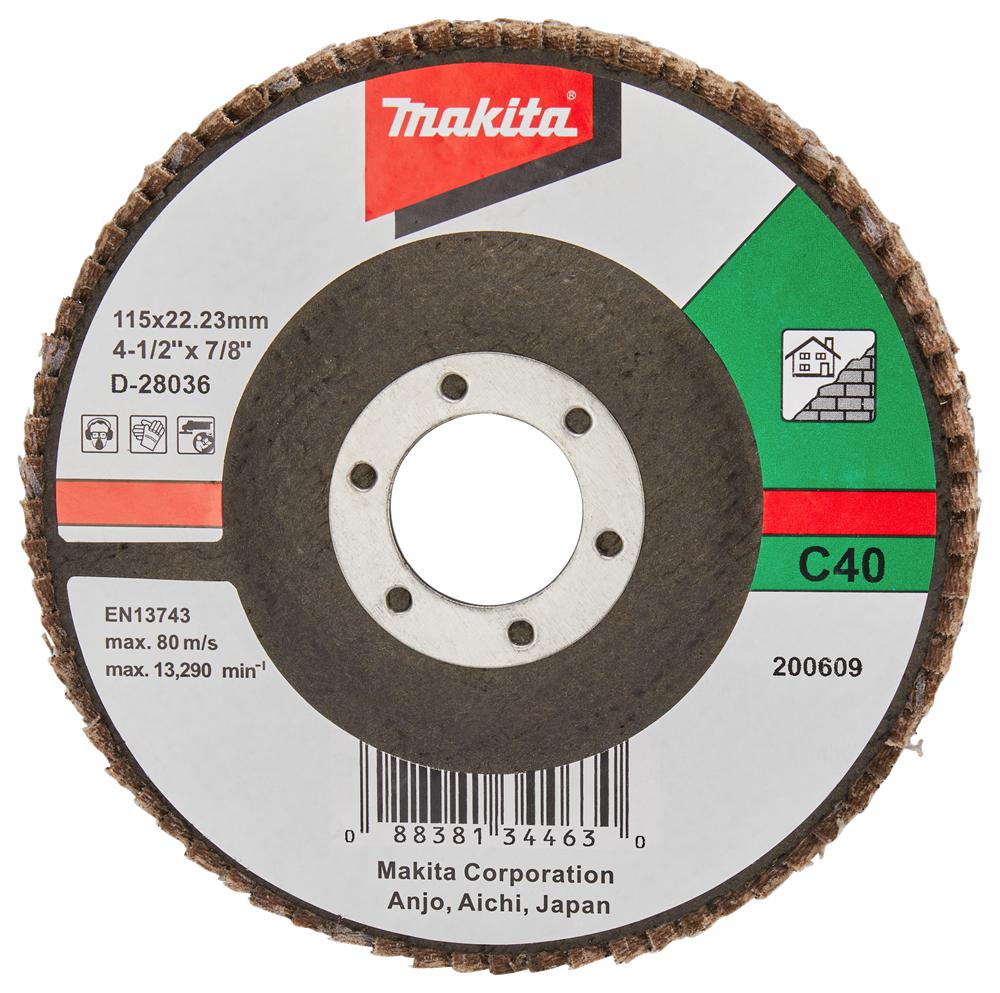 Makita Zubehör Lamellenschleifscheibe 115 mm C40 – D-28036 D-28036