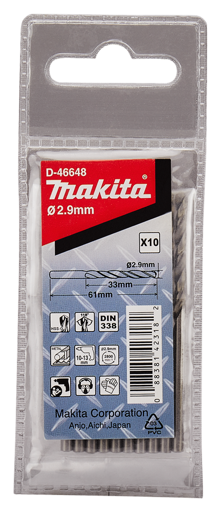 Makita Zubehör Metallbohrer 2,9 x 61 mm – D-46648 D-46648