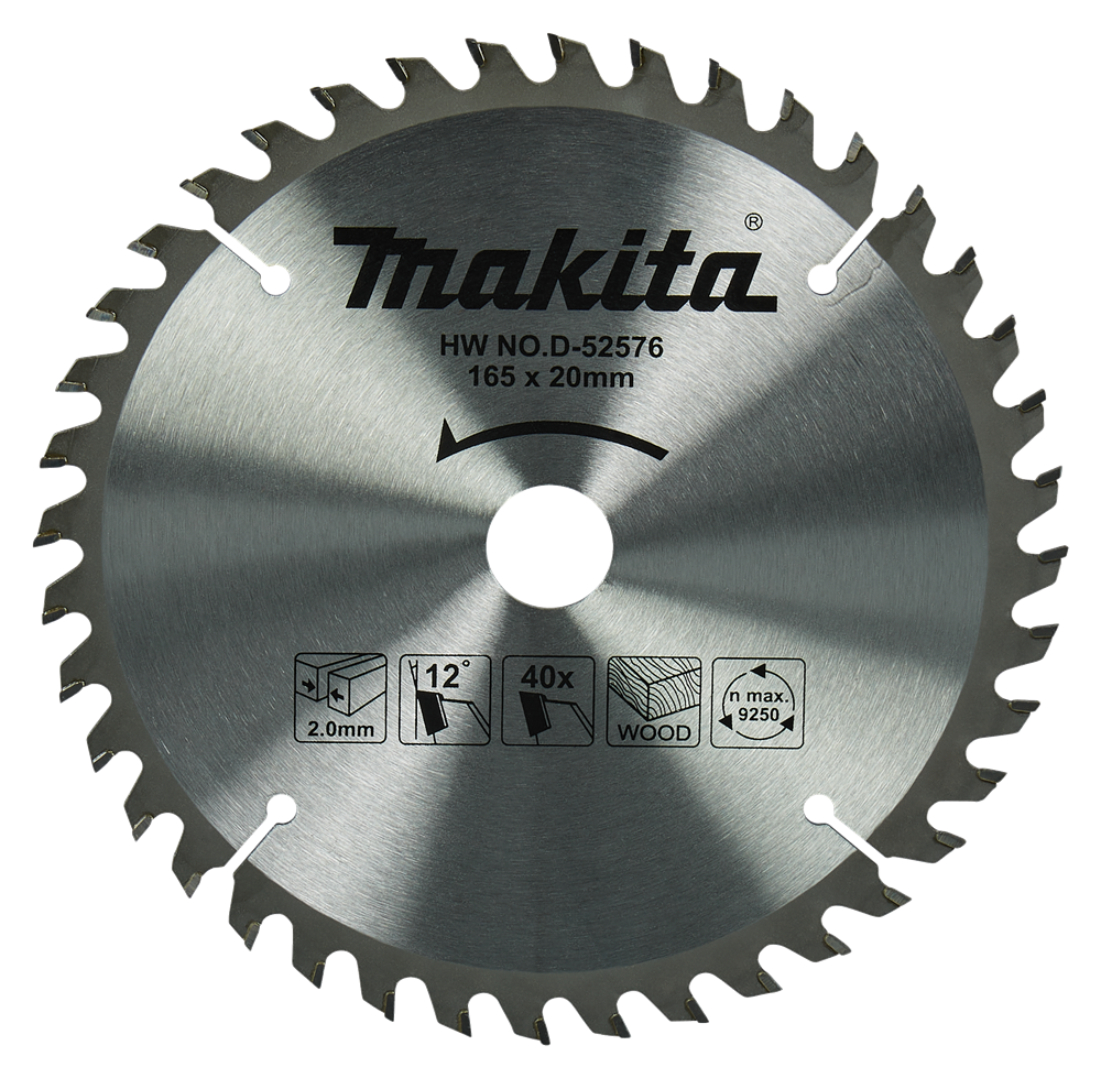 Makita Zubehör Kreissägeblatt Holz | Standard, 165x20x2,0 40t 18g - d-52576 - d-52576