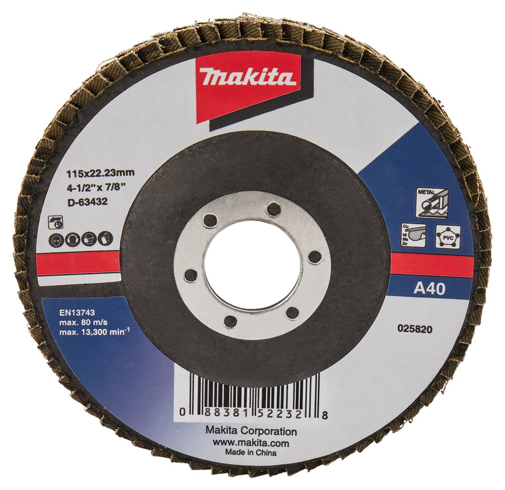 Makita Zubehör Lamellenschleifscheibe 115 mm A40 – D-63432 D-63432