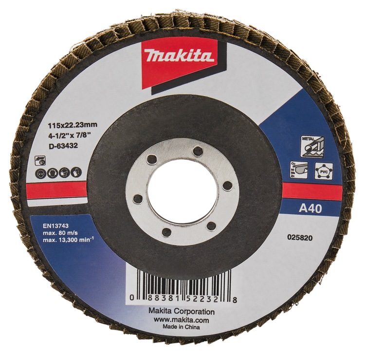 Makita Zubehör Lamellenschleifscheibe 115 mm A40 – D-63432 D-63432