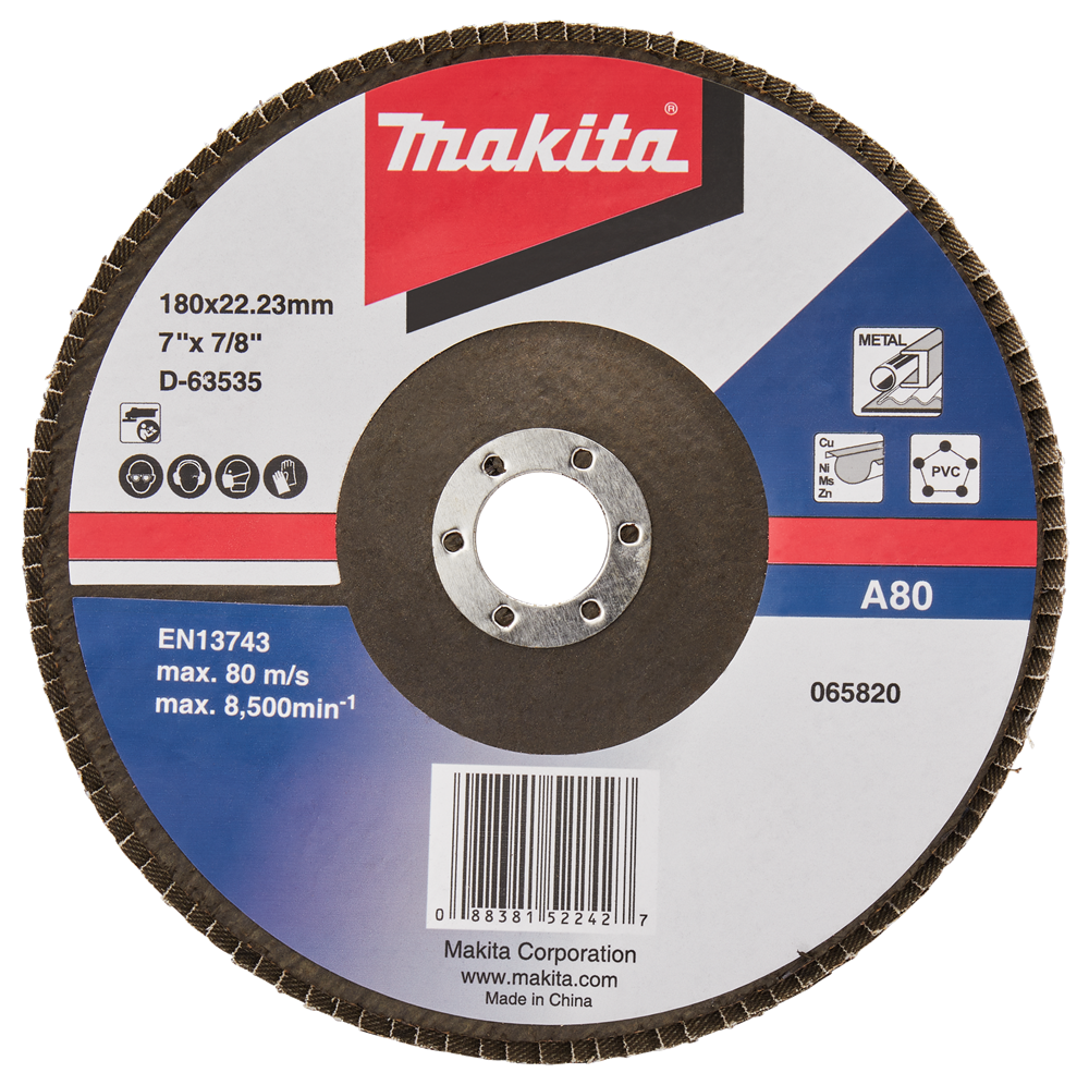 Makita Zubehör Lamellenschleifscheibe 180 mm A80 – D-63535-10 D-63535-10
