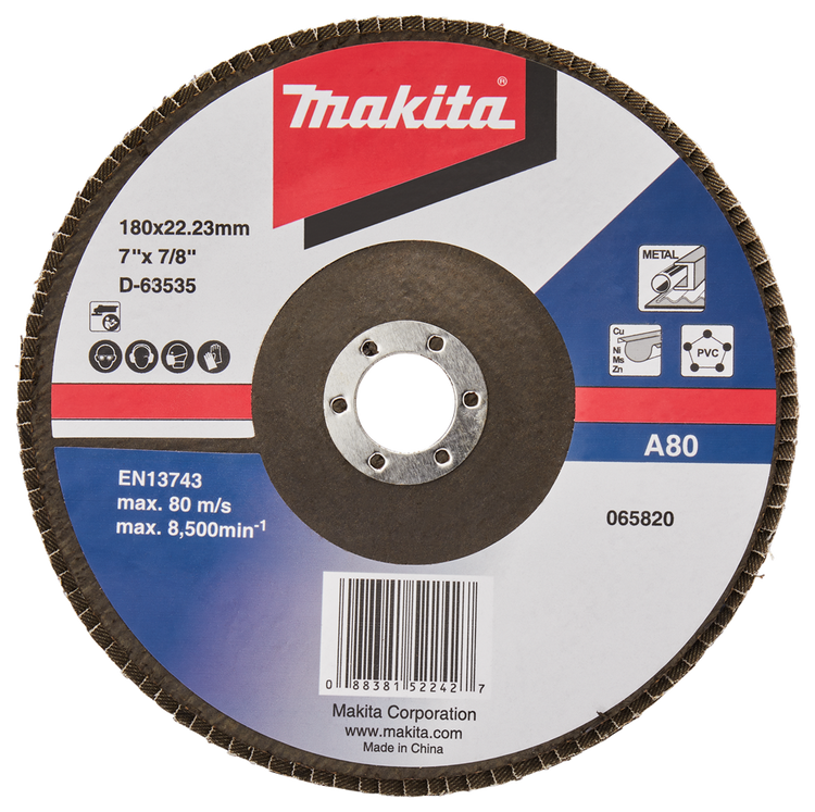 Makita Zubehör Lamellenschleifscheibe 180 mm A80 – D-63535-10 D-63535-10