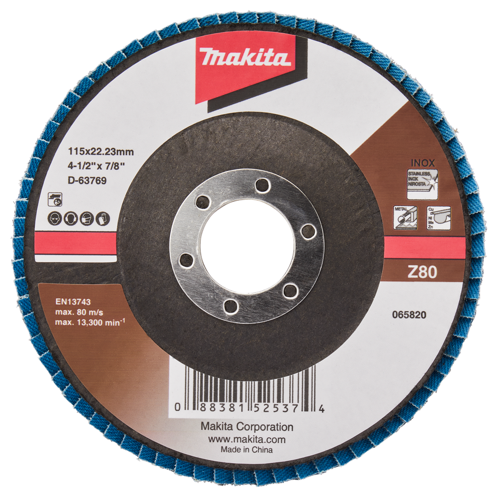 Makita Zubehör Lamellenschleifscheibe 115 mm Z80 – D-63769-10 D-63769-10