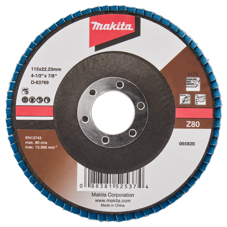 Makita Zubehör Lamellenschleifscheibe 115 mm Z80 – D-63769-10 D-63769-10