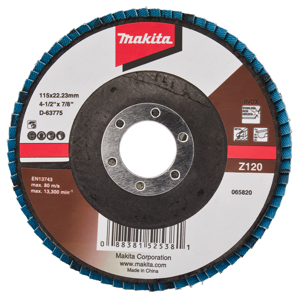 Makita Zubehör Lamellenschleifscheibe 115 mm Z120 – D-63775-10 D-63775-10