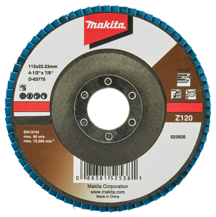 Makita Zubehör Lamellenschleifscheibe 115 mm Z120 – D-63775 D-63775