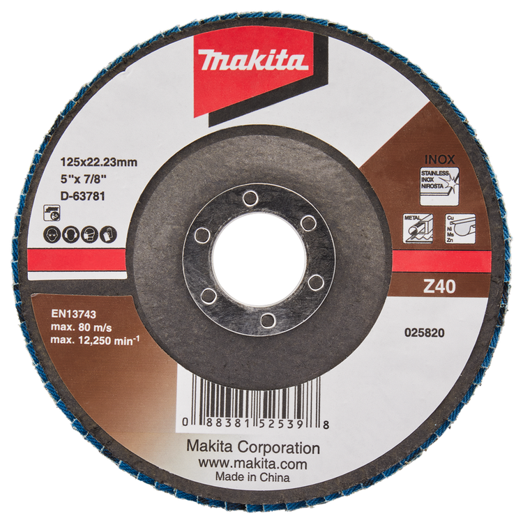 Makita Zubehör Lamellenschleifscheibe 125 mm Z40 – D-63781 D-63781