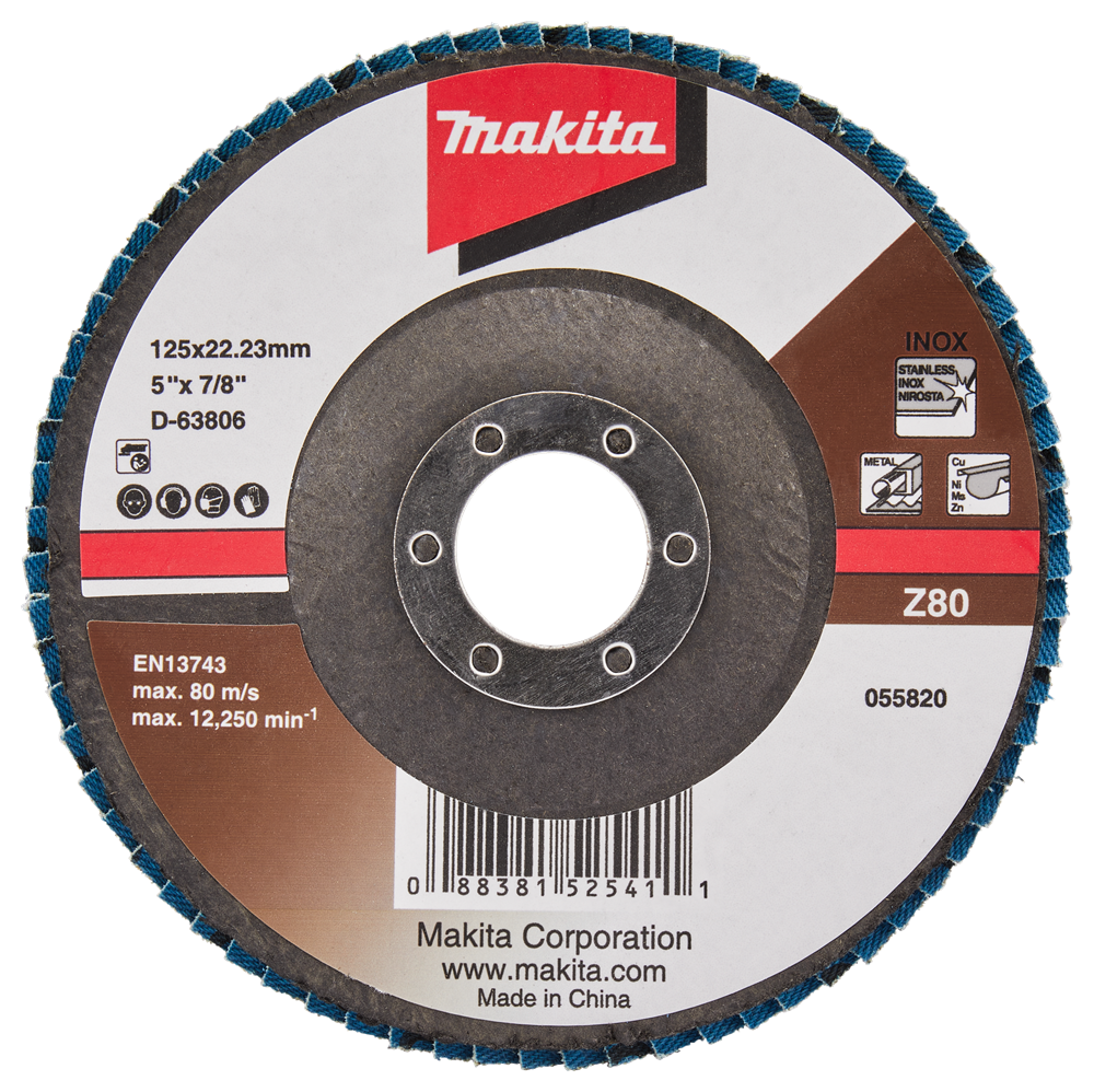 Makita Zubehör Lamellenschleifscheibe 125 mm Z80 – D-63806 D-63806