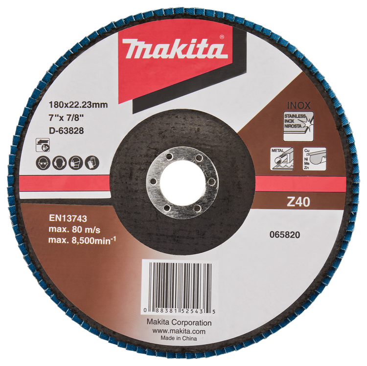 Makita Zubehör Lamellenschleifscheibe 180 mm Z40 – D-63828-10 D-63828-10