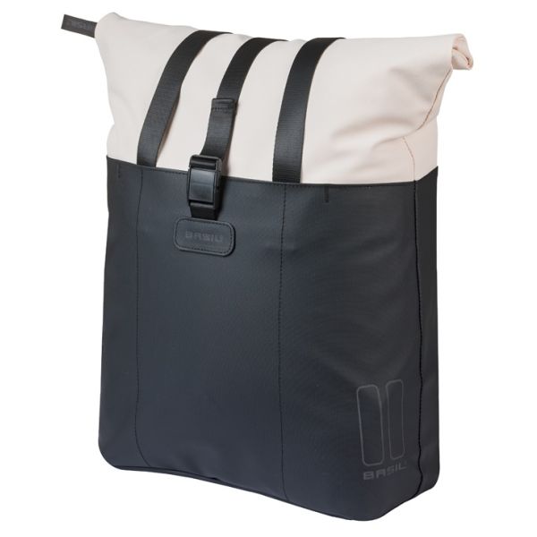 Basil Shopper Vive Mik Hooks 15–20 l, gebrochenes Weiß, Schwarz
