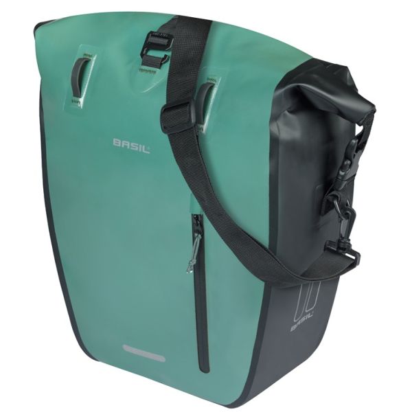 Basil einzelne Fahrradtasche Rivo L Tarppaulin Mik 25-31l 14 x 28 x 43 cm – grün schwarz