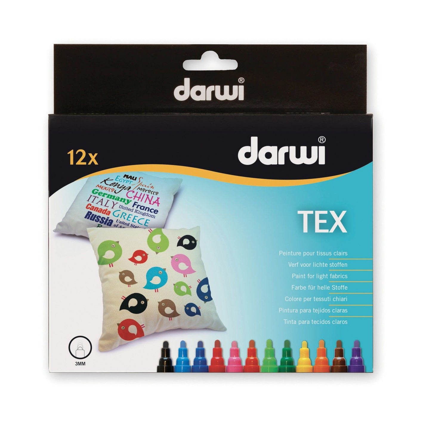Markenloser Darwi • Tex Textilmarker 3mm Spitze 12St