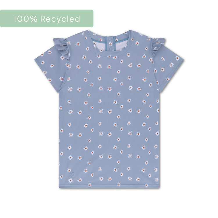 Daisy Flower | Blue UV -Schwimmhemd mit kurzen Ärmeln