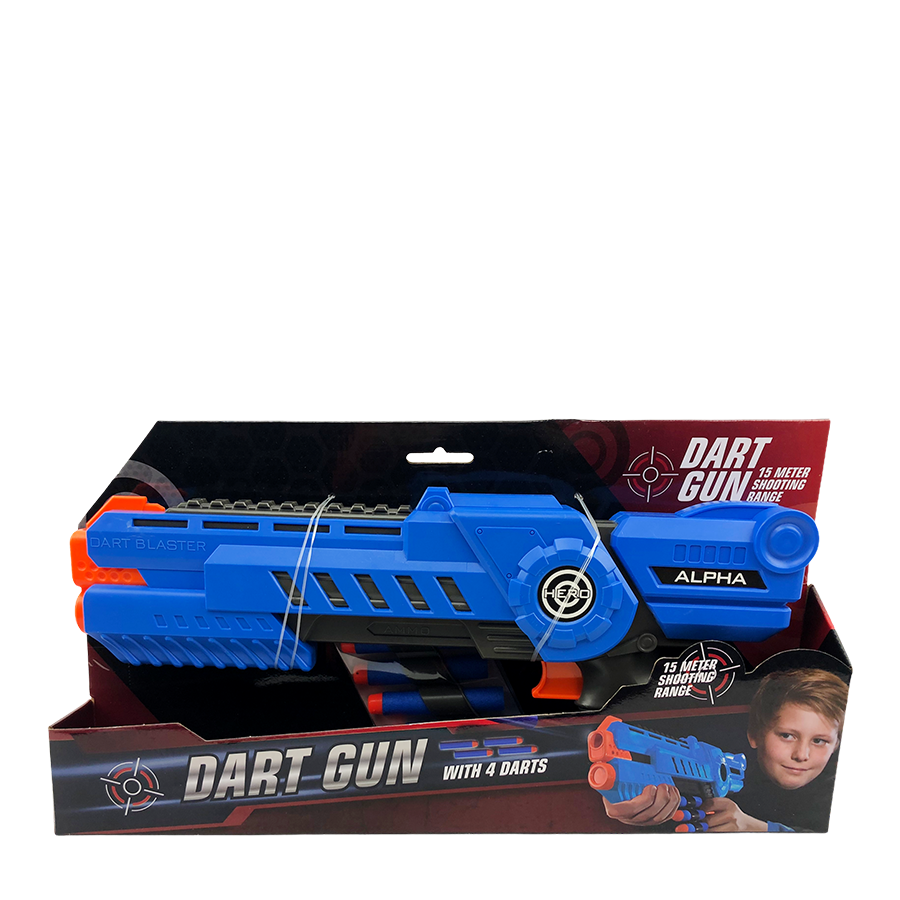 Dartpistole Alpha mit 4 Darts blau 35,5cm