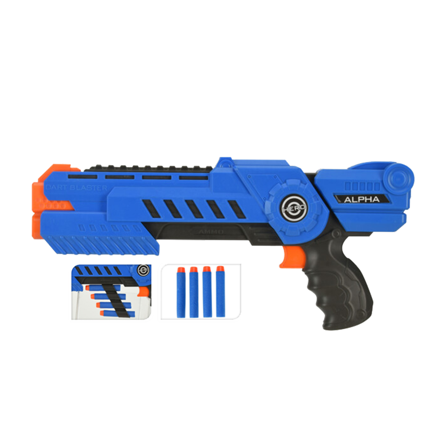 Dartpistole Alpha mit 4 Darts blau 35,5cm
