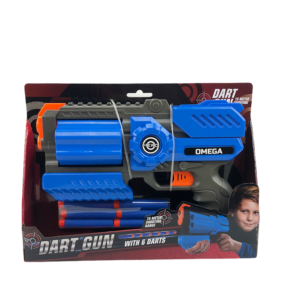 Dartpistole Omega mit 6 Darts blau 25cm