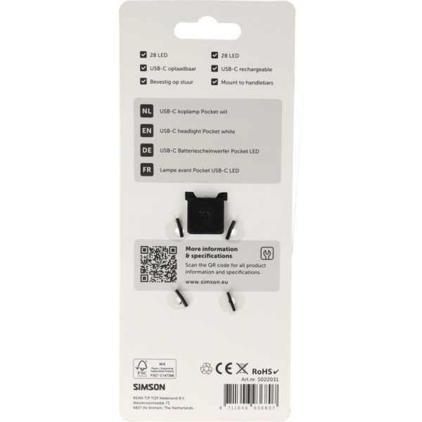 Simson USB-C LED-Taschenlampe weiß