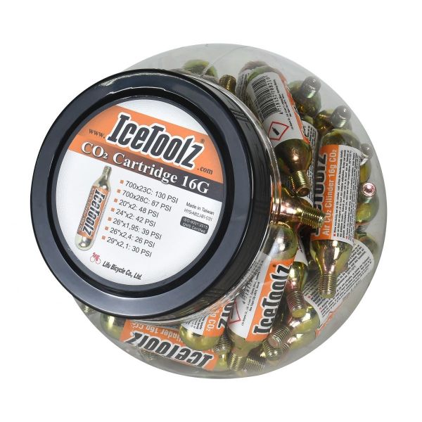 IceToolz CO2-Patronen 16g mit Schraubgewinde A821 (50er-Pack)