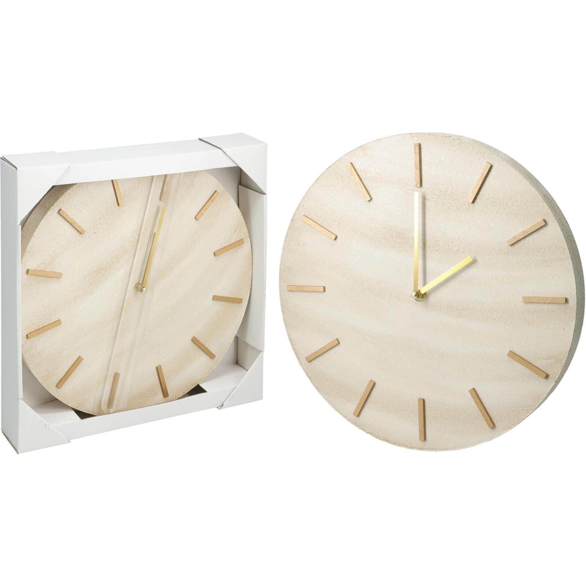 Home-Styling-Uhr MDF-Marmoroptik ø30cm beige gold