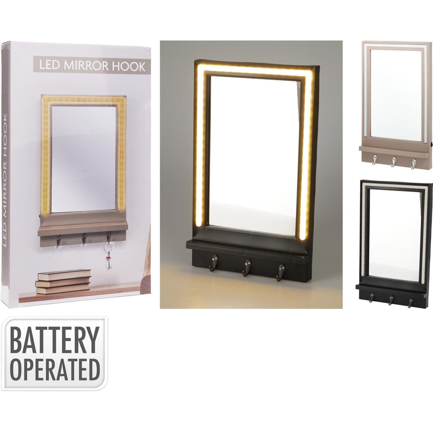 Home-Styling-Spiegel LED mit Ablage und Haken