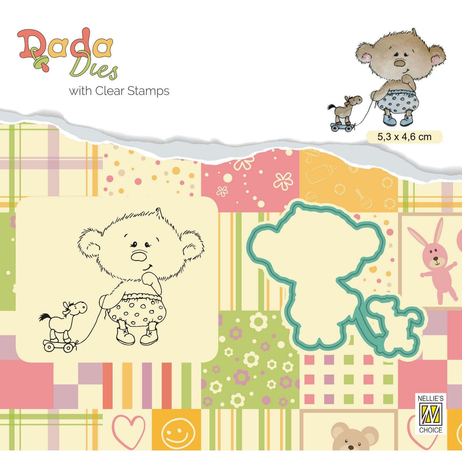 Nellies Wahl • Stanzschablone, transparenter Stempel, Teddybär