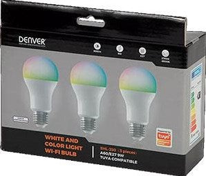 Denver LED GLS Matte RGB E27 9W 3er-Pack Dimmbares Smart Wi-Fi Tuya - LED5040