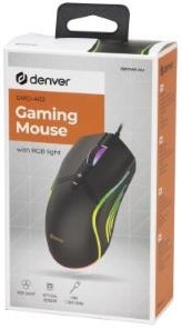 Denver optische Gaming-Maus, kabelgebunden, USB, RGB, hellschwarz – 9510055