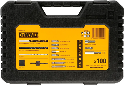 Dewalt Zubehör 100-teiliges Schrauben-, Bohrer- und Lochsägen-Set | dt71563-qz