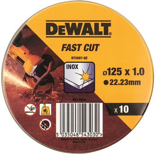 Dewalt Zubehördose 10 Stück Trennscheibe Edelstahl 125 x 1 x 22,2 mm – dt3507-qz