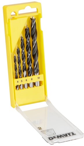 Dewalt-Zubehörkassette, 5-teilig, Holzspiralbohrer (ø4mm-10mm) – dt4535-qz