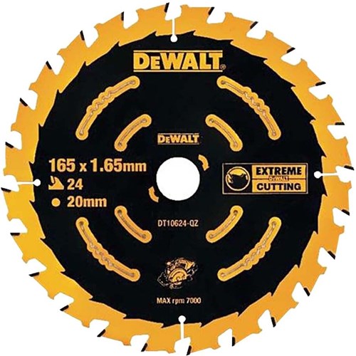 Dewalt Zubehör Kreissägeblatt 165 x 20 x 24 Zähne, Kerbe 1,65 mm – dt10624-qz