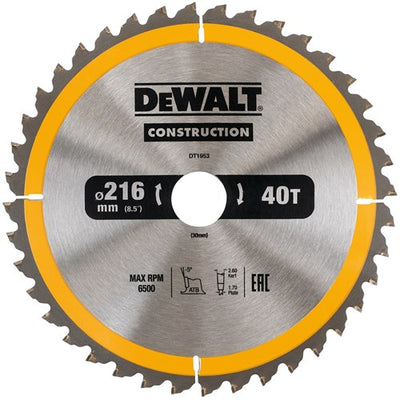 Dewalt-Zubehör dt1953 Baukreissägeblatt – 216 x 30 x 40 t – Holz – dt1953
