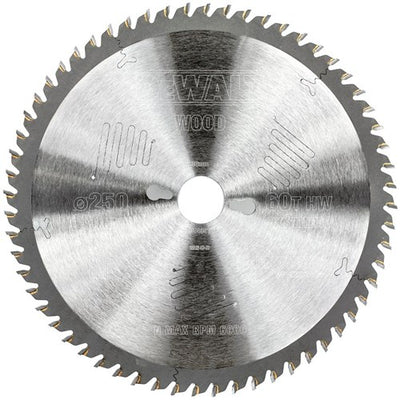 Dewalt Zubehör Kreissägeblatt 250 x 30 x 60 Zähne, Wechselzahnung, positiv 10°, Kerbe 3,0 mm – dt4351-qz
