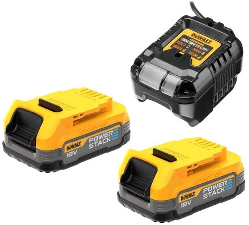 Dewalt Zubehör DCB1102E2-QW 18 V XR Powerstack-Kit: DCB1102 Ladegerät | 2x kompakte Power-Stack-Batterie – dcb1102e2-qw