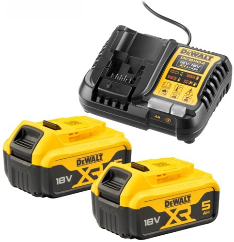 Dewalt-Zubehör DCB1104P2-QW 18-V-Akku-Vorteilsset: 2 x 5,0-Ah-Akkus + XR-Multi-Ladegerät – DCB1104P2-QW