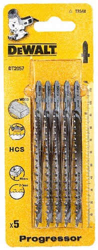 Dewalt Zubehör Stichsägeblatt HCS Progressor für Holz, Spanplatten, Sperrholz <65mm, 116x91x2-3mm, (t234x) - dt2057-qz