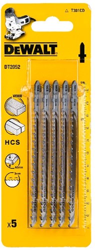 Dewalt Zubehör Stichsägeblatt HCS für schnelle, saubere Schnitte in Holz <60mm, 118x91x3mm, (t301cd) - dt2052-qz