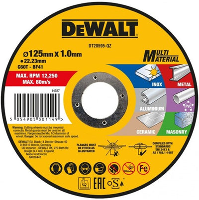 Dewalt Zubehör dt20595-qz Trennscheibe | Multimaterial | 125 x 1,0 x 22,2 mm – dt20595-qz