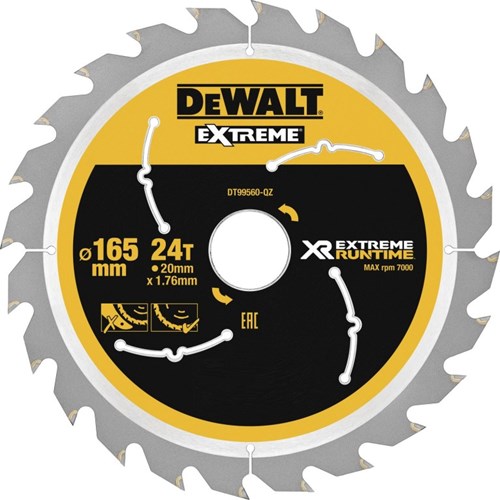 Dewalt Zubehör dt99560 XR Kreissägeblatt 165 x 20 mm 24 Zähne – dt99560-qz