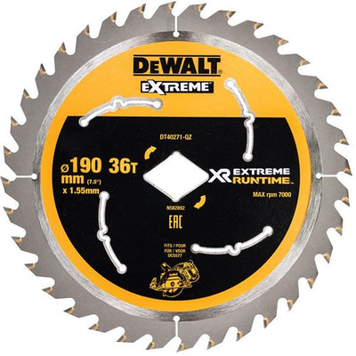 Dewalt Zubehör Extreme Runtime Kreissägeblatt für DCS577 190 mm 36 Zähne (rautenförmige Bohrung) – dt40271-qz