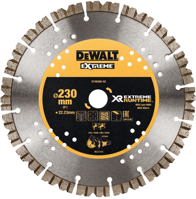 Dewalt Zubehör Extreme Runtime Diamanttrennscheibe, segmentiert, ø230 mm 22,2 mm (dcs690) – dt40260-qz