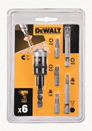 Imp Dewalt Zubehör Act 7-teiliges Set + kompakter Schnelllade-Schraubenbit-Adapter – dt71514-qz