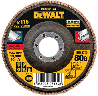 Dewalt Zubehör Lamellenschleifscheibe Extreme 115 x 22,2 mm 80 g – dt30621-qz – 1 Stück – dt30621-qz