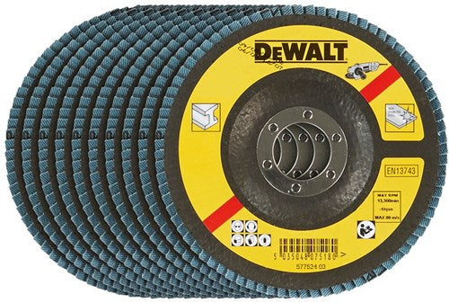 Dewalt Zubehör gebogene Lamellenschleifscheibe, ø115 mm, K36 – DT3255-QZ – 10 Stück – DT3255-QZ