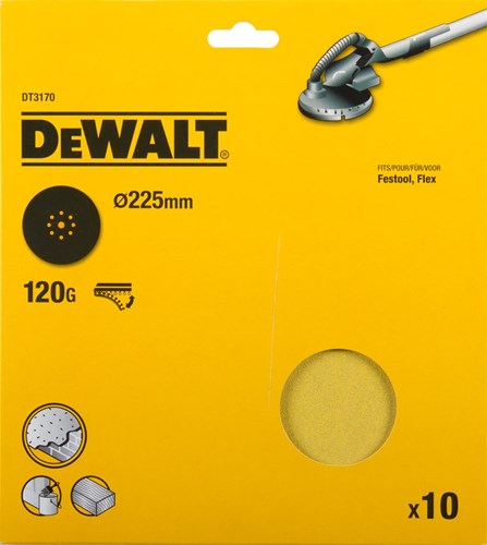 Dewalt Zubehör Schleifscheibe, ø225 mm, Festool, Flex 9 Perf., K120 (10x) – DT3170-QZ