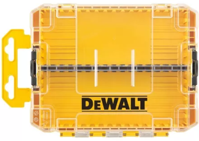 Dewalt-Zubehör, robuster Koffer, Größe Medium, leer x1 + Tictac leer x1 + Trennwände x6 + 25 mm, 7-teiliger Halter x2 + 57 mm, 7-teiliger Halter x2 – dt70802-qz