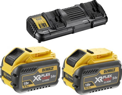 Dewalt DCB132x2-QW FlexVolt-Starterkit – 2 x FlexVolt-Akku 54 V 9,0 Ah Li-Ion + DCB132 Doppelladegerät