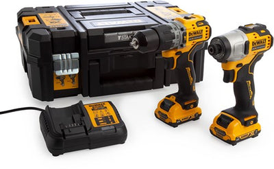 Dewalt DCK2111L2T Aktionsset DCD706 Schlagbohrmaschine + DCF801 Schlagschrauber 12 V 3,0 Ah XR – DCK2111L2T